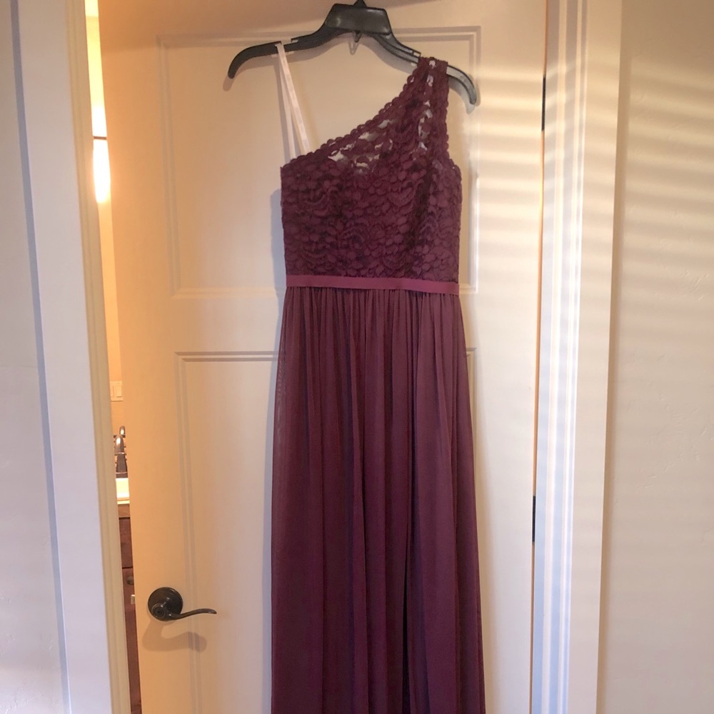 David’s Bridal Wine Bridesmaid Dress
